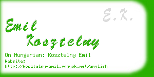 emil kosztelny business card